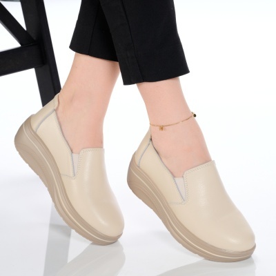 Pantofi dama piele naturala casual comozi – PATRICIA Beige - Img 3