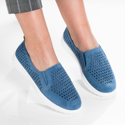Pantofi dama piele naturala casual - CRINA Navy - Img 3