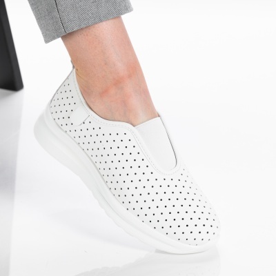 Pantofi dama piele naturala comozi - ALIDA White