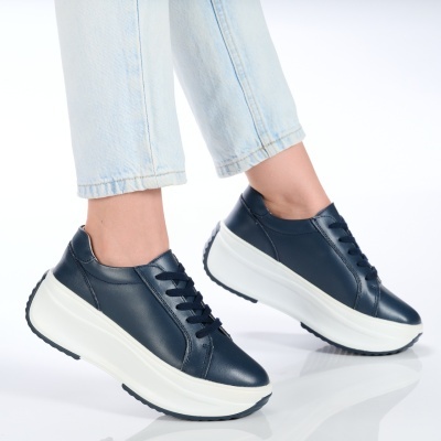 Pantofi dama piele naturala comozi talpa ortopedica – OTILIA Navy - Img 3
