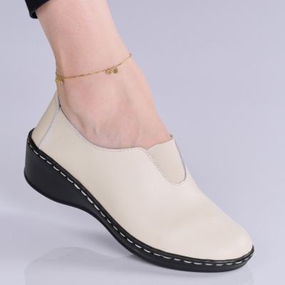 Pantofi dama piele naturala super comozi – IDIRA Beige - Img 1