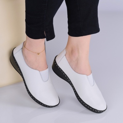 Pantofi dama piele naturala super comozi – IDIRA White - Img 3