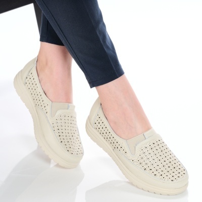 Pantofi dama piele naturala super comozi – SAMARA Beige - Img 3
