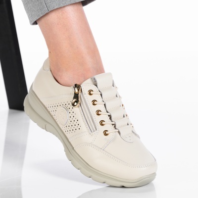 Pantofi dama piele naturala talpa comoda - ZARINA Beige