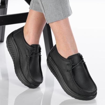 Pantofi dama piele naturala talpa ortopedica – BEATRICE Black&Black - Img 2
