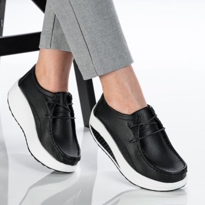 Pantofi dama piele naturala talpa ortopedica – BEATRICE Black - Img 2