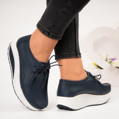 Pantofi dama piele naturala talpa ortopedica – BEATRICE Blue - Img 3
