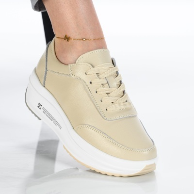Pantofi dama piele naturala talpa ortopedica – IMALA Beige