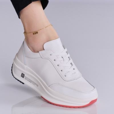 Pantofi dama piele naturala talpa ortopedica – IMALA White