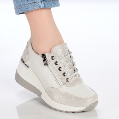 Pantofi dama piele naturala talpa ortopedica – PETRONELA White - Img 2