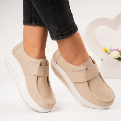 Pantofi dama piele naturala talpa ortopedica – VICTORIA Beige - Img 4