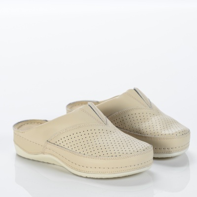 Saboti dama piele naturala comozi – ALICE Beige - Img 2