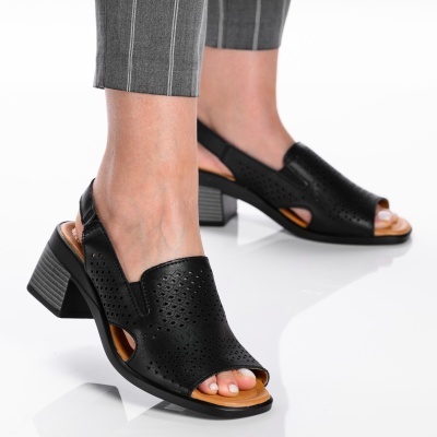Sandale dama piele naturala casual - CARLA Black - Img 3