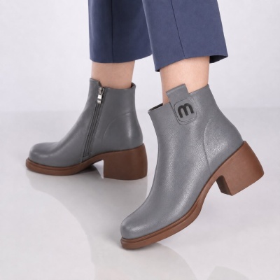 Botine dama piele naturala – KENDRA Grey - Img 3