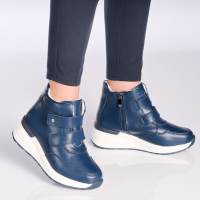 Ghete dama piele naturala imblanite – MELISSA Navy - Img 3