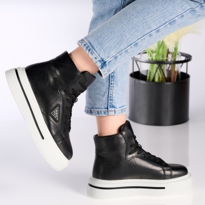 Ghete dama piele naturala imblanite – PARIS Black - Img 2
