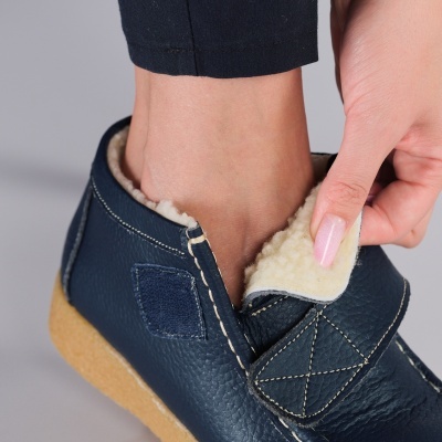 Ghete dama piele naturala imblanite comode – KALINDA Blue - Img 2