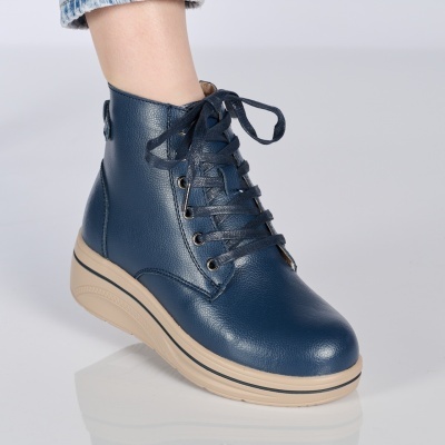 Ghete dama piele naturala imblanite comode – NADIA Navy - Img 4