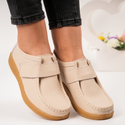 Pantofi dama piele naturala casual – ALLESIA Beige - Img 2