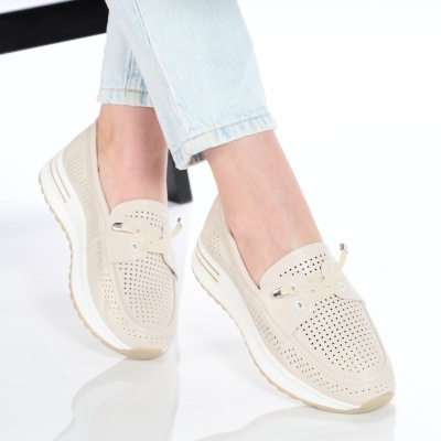 Pantofi dama piele naturala casual – ROSSANA Beige - Img 2