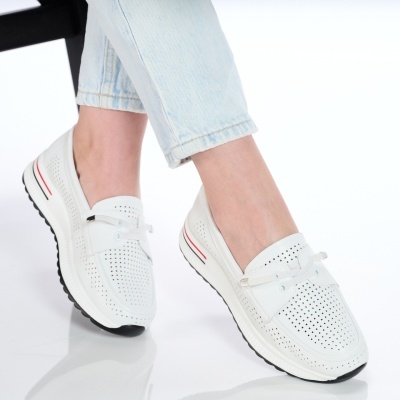 Pantofi dama piele naturala casual – ROSSANA White - Img 2