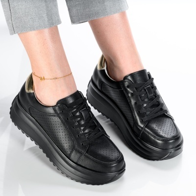 Pantofi dama piele naturala casual – ZINA Black Gold - Img 3