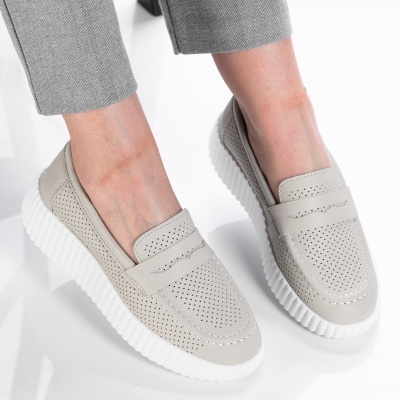 Pantofi dama piele naturala casual - ADA Beige - Img 3