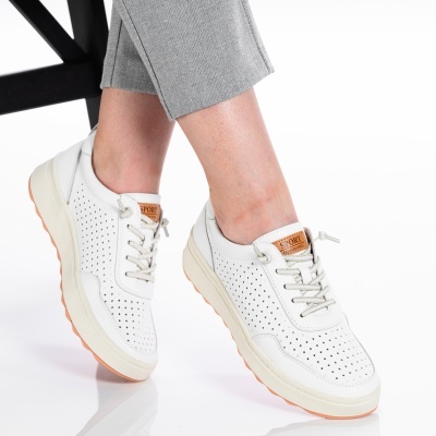 Pantofi dama piele naturala casual - ANDRA White - Img 2