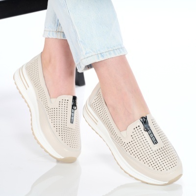 Pantofi dama piele naturala casual comozi – ROSALIA Beige - Img 2