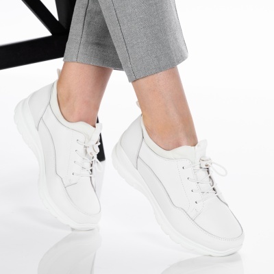 Pantofi dama piele naturala casual - FLAVIA White