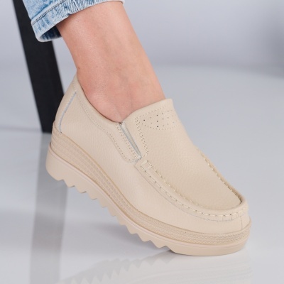 Pantofi dama piele naturala comozi – JANA Beige