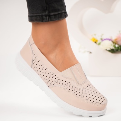 Pantofi dama piele naturala comozi – SOPHIA Beige - Img 2