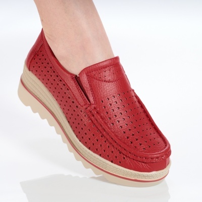 Pantofi dama piele naturala comozi – TESSA Red