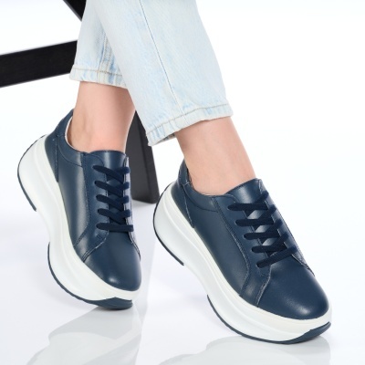 Pantofi dama piele naturala comozi talpa ortopedica – OTILIA Navy - Img 2