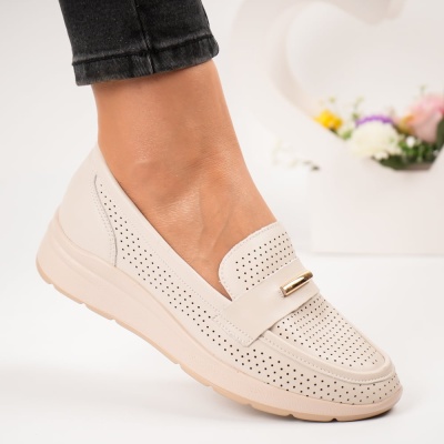 Pantofi dama piele naturala eleganti – CAROLA Beige - Img 1