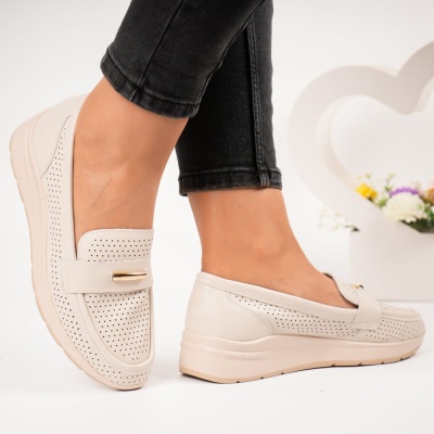 Pantofi dama piele naturala eleganti – CAROLA Beige - Img 4