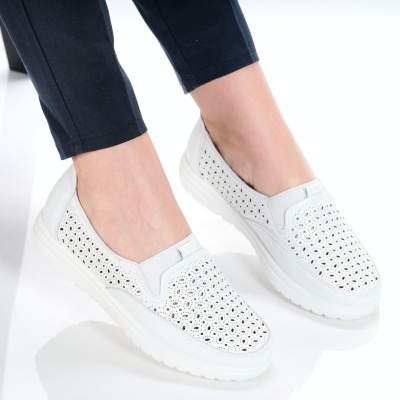 Pantofi dama piele naturala super comozi – SAMARA White - Img 2