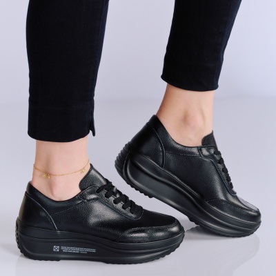 Pantofi dama piele naturala talpa ortopedica – IMALA Black