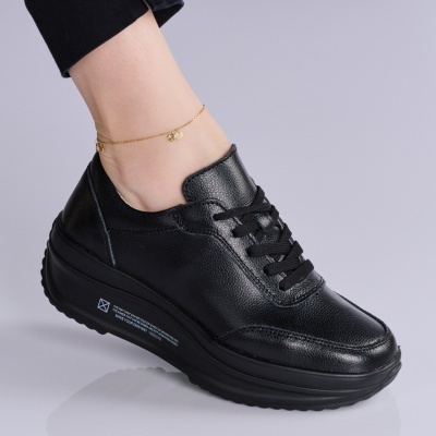 Pantofi dama piele naturala talpa ortopedica – IMALA Black - Img 2