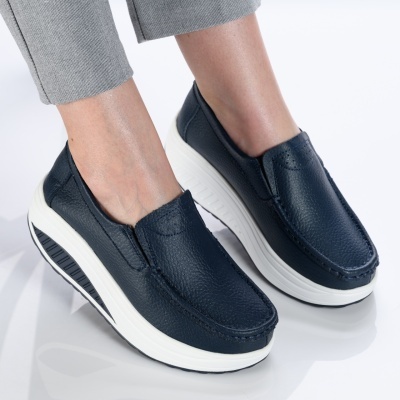 Pantofi dama piele naturala talpa ortopedica – IRIS Blue - Img 3