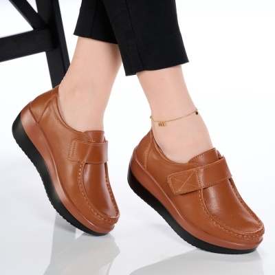 Pantofi dama piele naturala talpa ortopedica – PANDORA Camel - Img 3