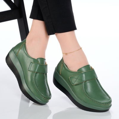 Pantofi dama piele naturala talpa ortopedica – PANDORA Green - Img 3