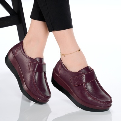 Pantofi dama piele naturala talpa ortopedica – PANDORA Wine - Img 3