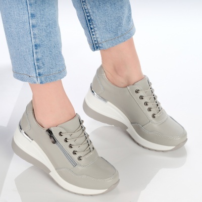Pantofi dama piele naturala talpa ortopedica – PETRONELA Grey - Img 3