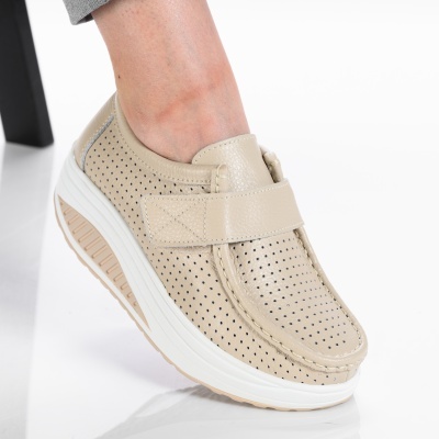 Pantofi dama piele naturala talpa ortopedica - ADRIANA Beige