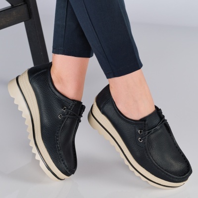 Pantofi dama piele naturala talpa striata – ISABEL Black - Img 2