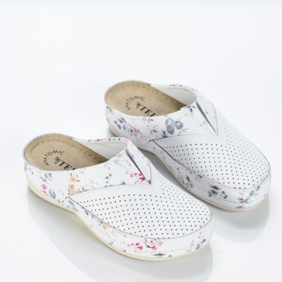 Saboti dama piele naturala comozi – ALICE White Flours - Img 3