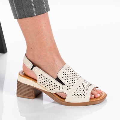 Sandale dama piele naturala casual - CARLA Beige