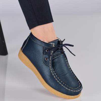 Ghete dama piele naturala imblanite comode – JULIET Blue
