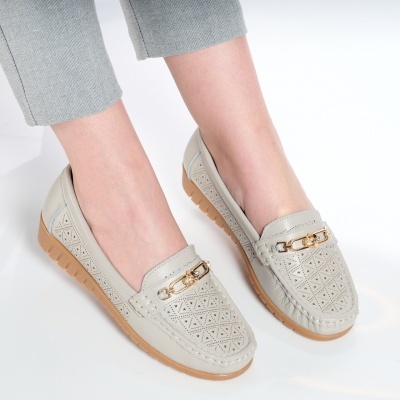 Mocasini dama piele naturala – SIMINA Grey - Img 3